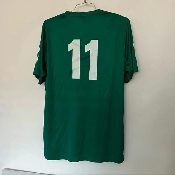 Hummel Core Polyester Size Medium Green Short Sleeve Number 11 On Back Soccer - Picture 2 of 6
